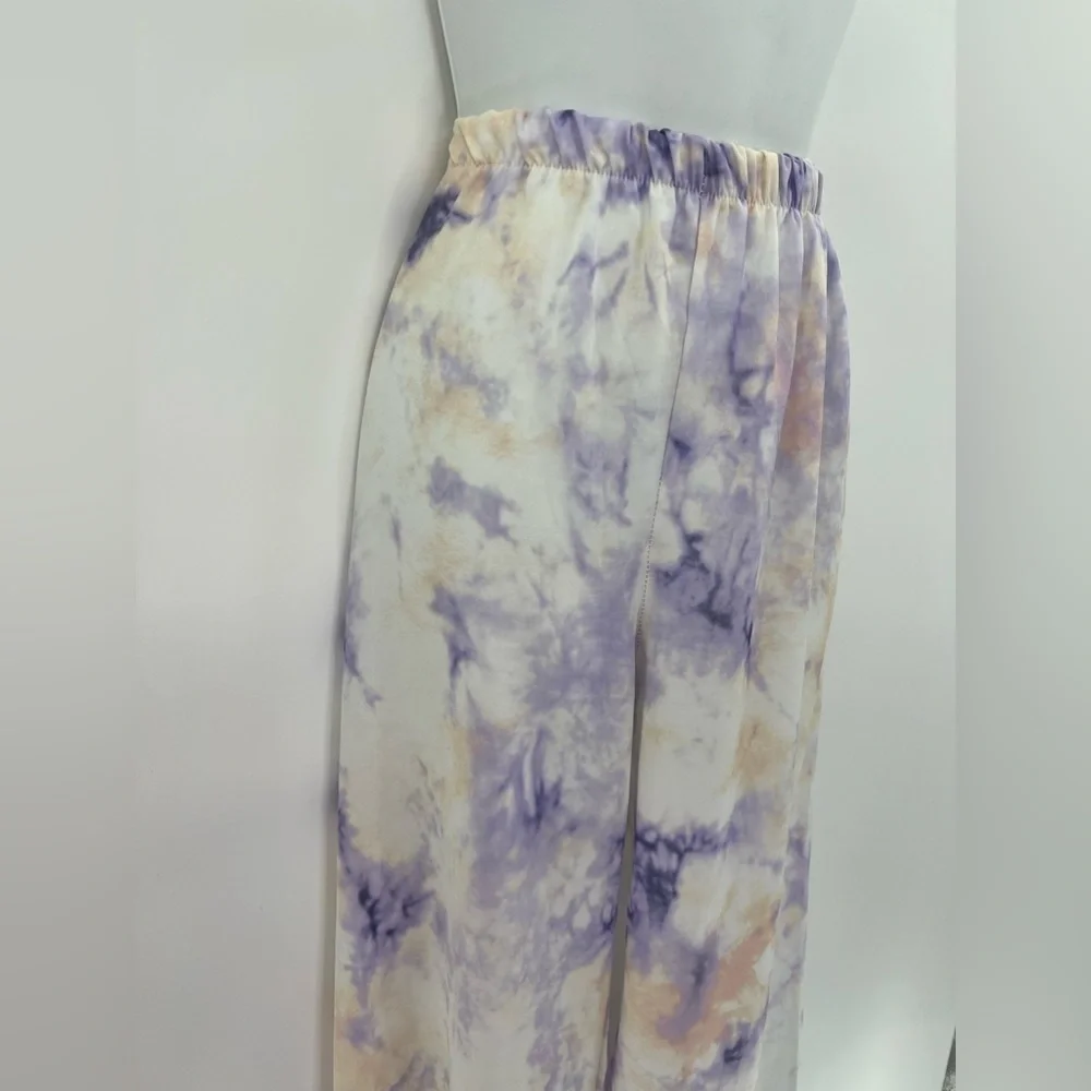 Boohoo Lilac Satin Tie Dye Pants Size 6